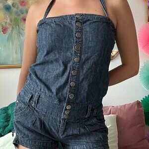 Y2K Jean Halter Romper